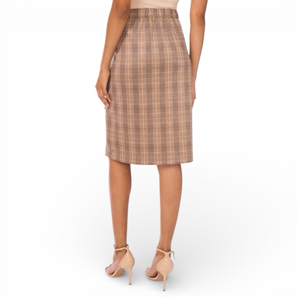 Ted Baker Plaid Faux Wrap A-Line Skirt Women Beige Check Size L NWT - Picture 3 of 6